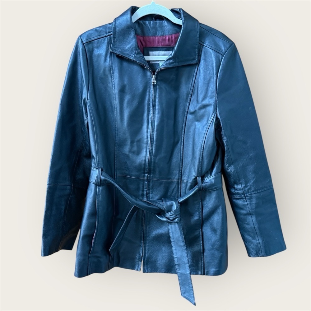 Vintage Croft and barrow Women's black Leather Jacket 90s style
